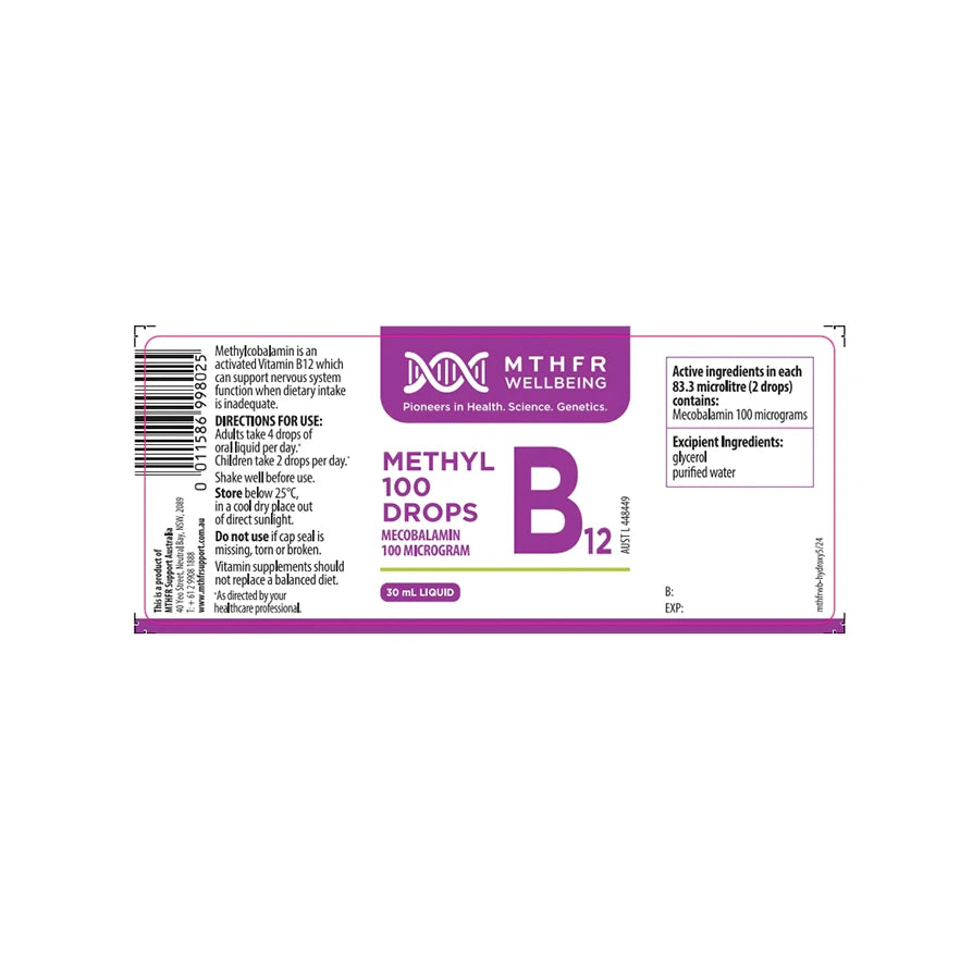 MTHFR Wellbeing Methyl B12 100 Drops - 30mL